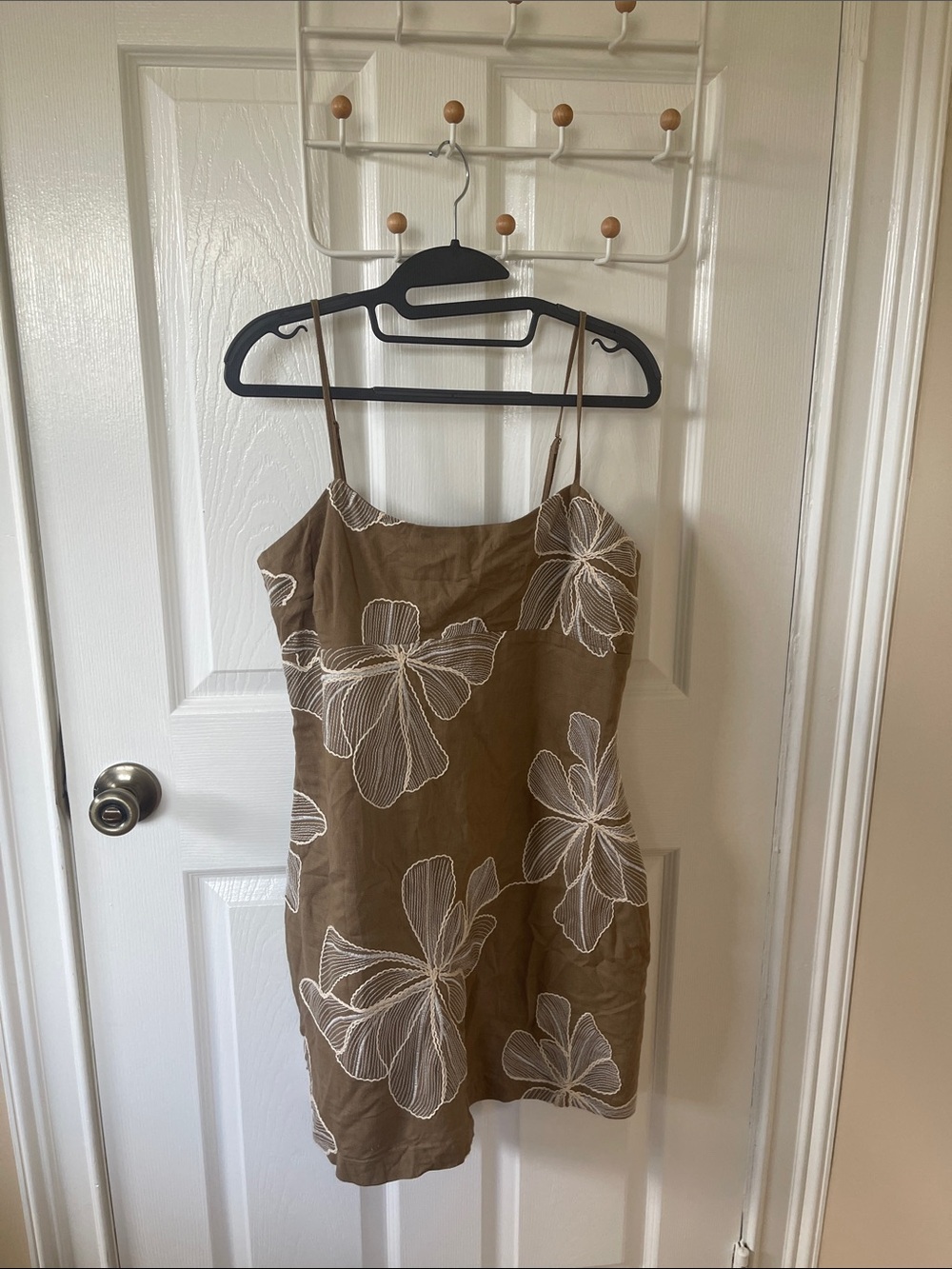 Banana Republic Brown Mini Dress with White Floral Embroidery